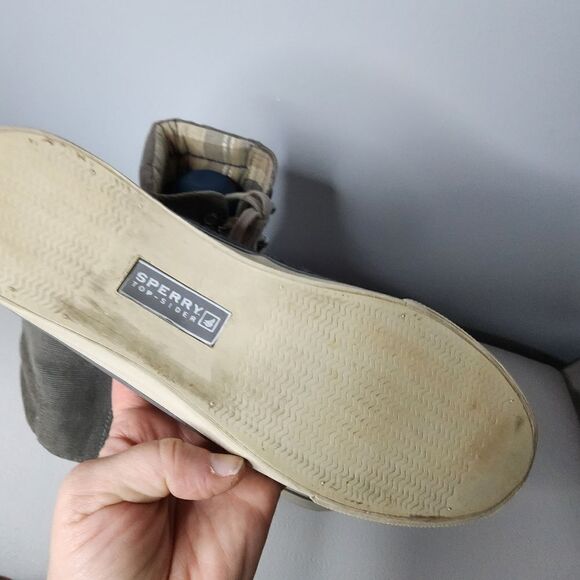 SPERRY Top Sider Fold Over Charcoal Corduroy Gray Boots Women Size 9 Plaid Lined - Picture 5 of 5